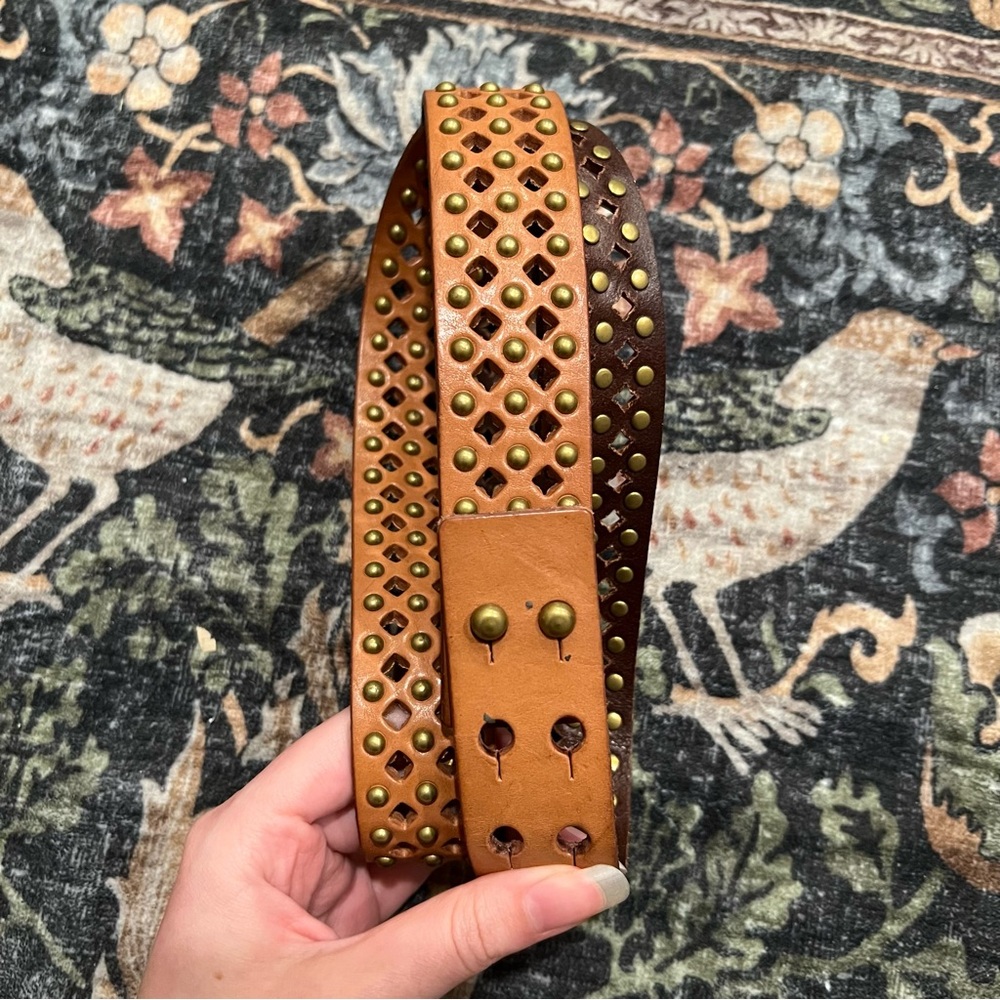 Studded Tan Brown Adjustable Belt Women’s Size Medium